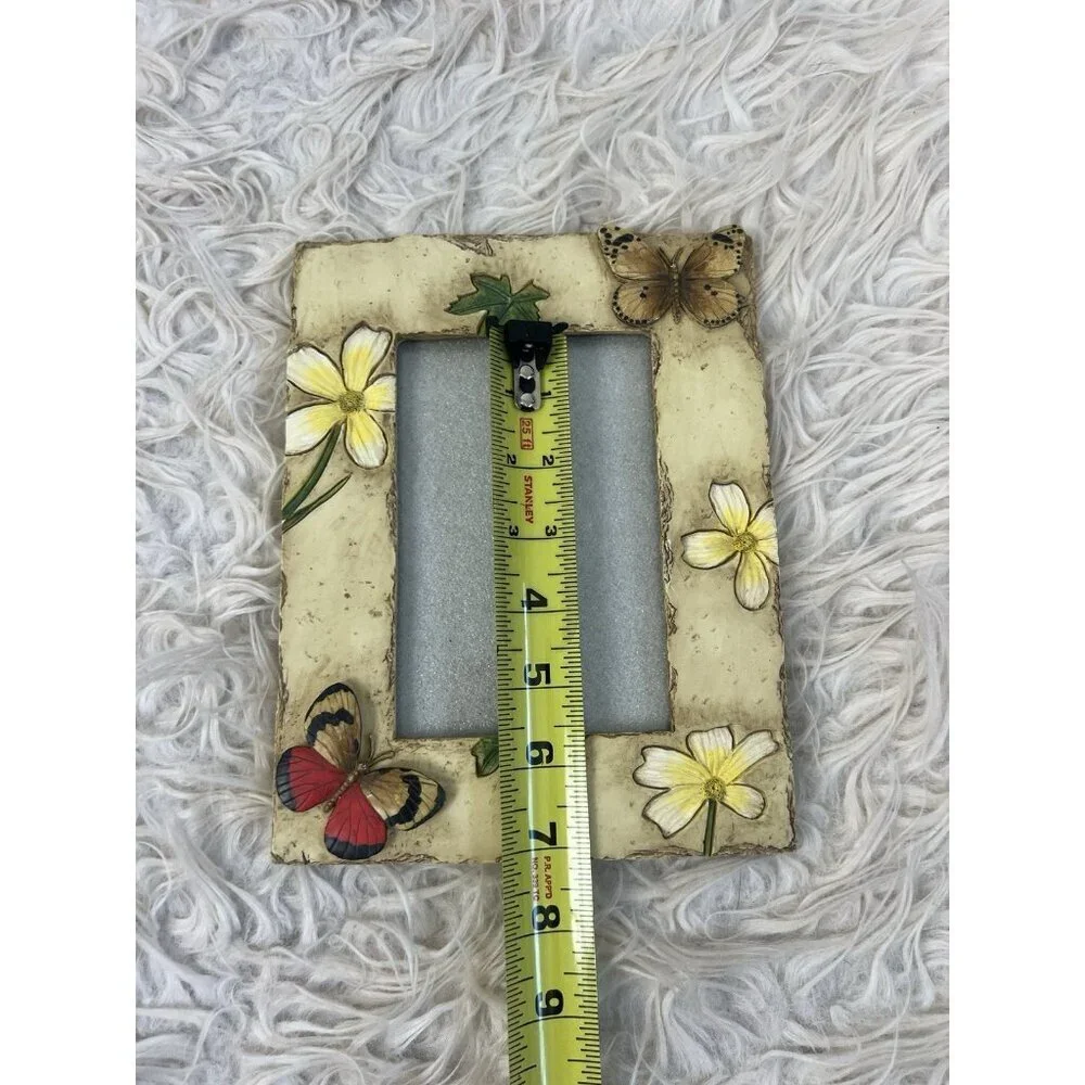 Vintage Multicolor 3D Butterfly Floral 4 x 6 Cottagecore Resin Picture Frame